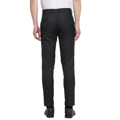 Turtle Men Poly-Viscose Black Solid Slim Fit Formal Trouser
