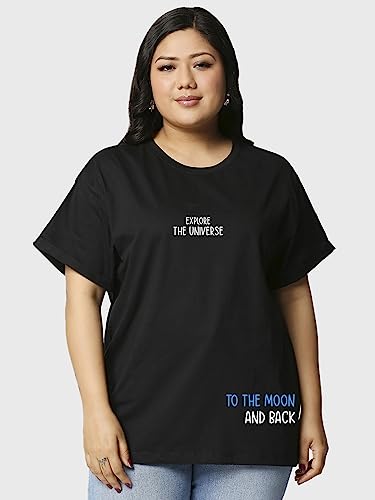 Bewakoof Womens Space X Graphic Printed 100% Cotton Plus Size T-Shirts (Pack of 2) - Oversized Fit, Round Neck, Half Sleeves_59