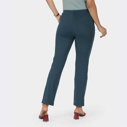BlissClub Women Ultimate Straight Pants| Pintuck Design | No-Dig Waistband | Trousers for Women | 2 Zippered Pockets