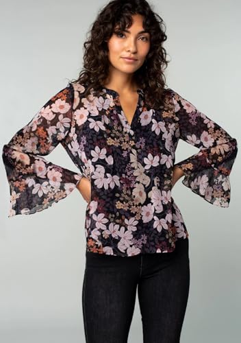 Toochki Tops for Women | Georgette Top for Womens | Straight | Black | Short | Western Floral Printed