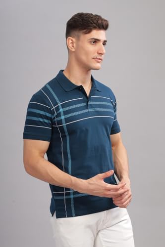 ADRO Men's Solid Regular Fit Polo Shirt (PNOP24-L1-SBWHSB_Teal