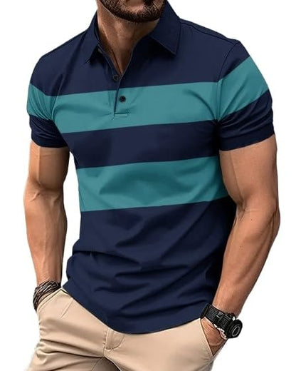 Noble Monk Mens Polo Neck Half Sleeves Color Blocked T-Shirt