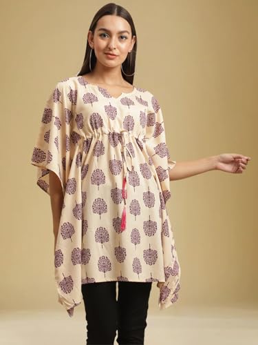 Tee Projekt Casual Combo Crepe Kimino Sleeves Women's Printed Kaftan Dress ll Kaftan Top for College Girl ll Casual & Everyday Kurta (Pack of 2)