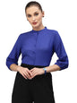 Style Quotient Women Solid Cobalt Blue Polyester Formal Shirt