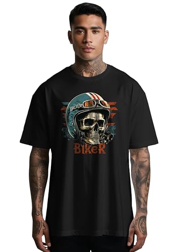 Peppyzone Mens Oversized Fit T-Shirt (OST-Biker 11-15_Black2