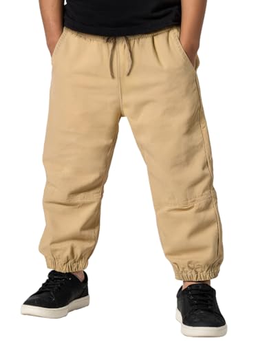 The Souled Store Solids: Sunny Sand Boys Drawstringed Regular Fit Cotton Joggers (2-8 Yrs)