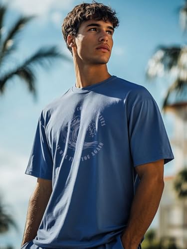 Nobero MenS Graphic Print Regular Fit T-Shirt (1M-Twts-C0979_Marine
