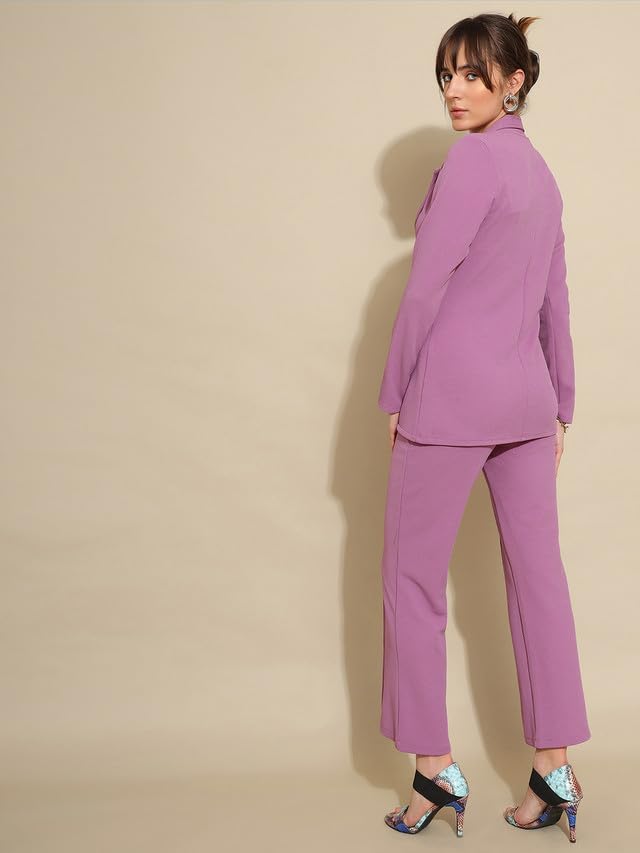 Selvia Co-ord Set for Women|Collared Neck Co-ord Set for Women| Blazer and Trouser|Solid Co-ord Set|Coat and Pant|2 Piece|Formal