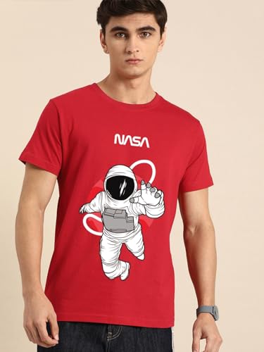 Bewakoof MenS Nasa Printed 100% Cotton T-Shirt - Regular Fit, Round Neck, Half Sleeves