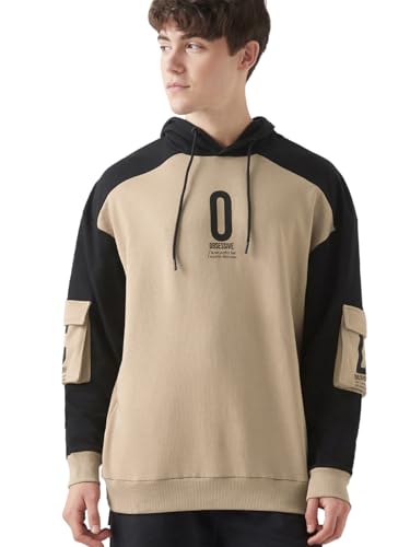 Bewakoof Mens Graphic Printed Oversized Fit Full Sleeve Hooded Poly Cotton Hoodies_644607_Brown_2XL