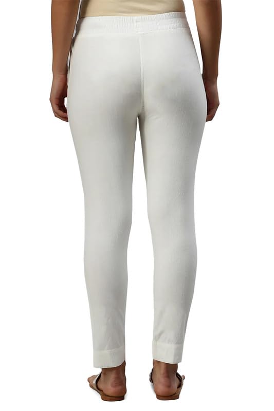 Soch Womens Off-White Viscose Solid Ankle Length Pant