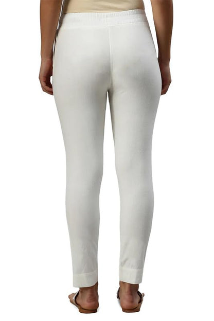 Soch Womens Off-White Viscose Solid Ankle Length Pant