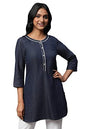 Blue Denim Jacquard Short Kurti