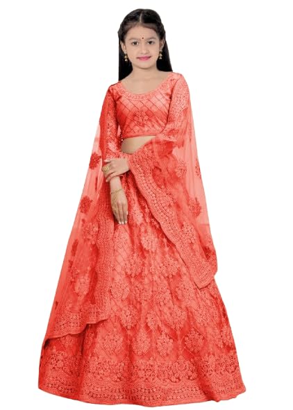 Suppar Sleave Traditional Ethnic Wear For Girls Designer Embroidered Kids Lehenga Choli