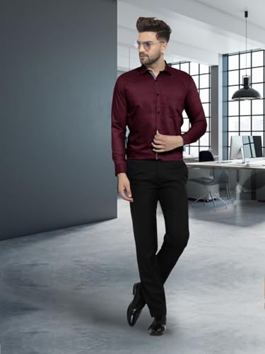 Pinkmint Mens Long Sleeve Button Down Shirt for Men Collared Casual Formal Soild Shirt