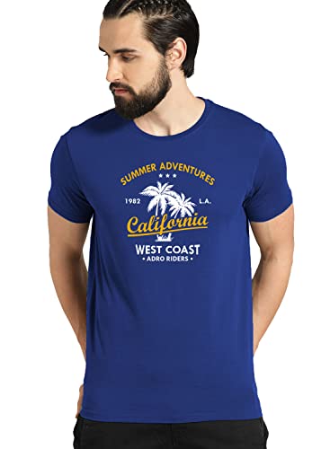 ADRO Summer Adventures California Mens Printed T-Shirt (RNR-M-CLL-RB_Royal Blue)
