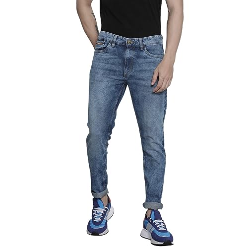 The Indian Garage Co Men Slim Fit Solid Mid-Rise Stretchable Mid Rise Jeans Blue