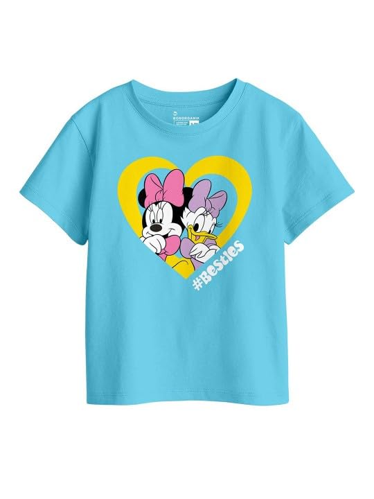 Bon Organik Girls Regular Fit T-Shirt (BON11422_Sky Blue