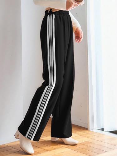 Greciilooks WomenS Relaxed Fit High Rise High-Waist Korean Style Trousers | Elegant Pants | Stylish Formal & Casual Wear Black