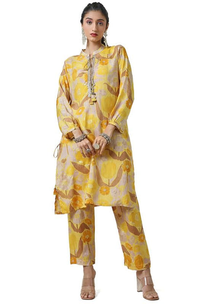 Soch WomenS Poly Muslin Co-Ords Set (Sas-Fwa4Ks10519B_Mustard