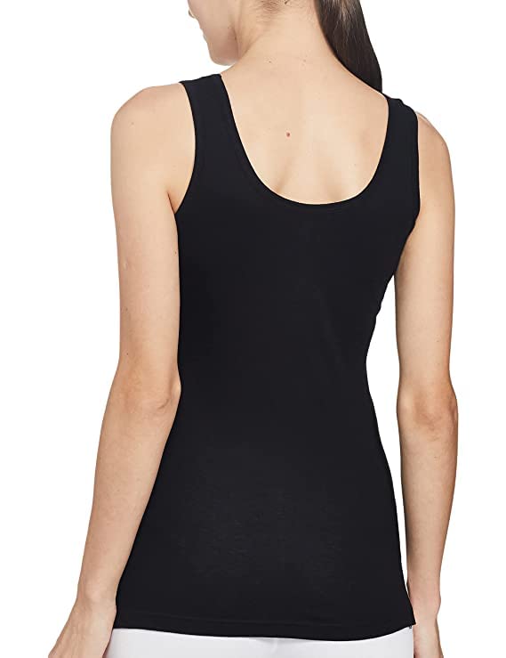 Rupa Softline Women Super Combed Cotton Cotton Long Camisole,Under-Shirt, Stretchable and Body-Hugging, Black,Pack of 3