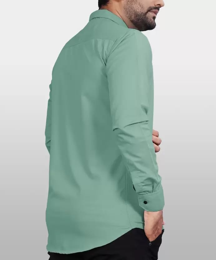 CB-COLEBROOK Mens Regular Fit Solid Soft Touch Cotton Casual Shirt with Pocket Design with Spread Collar & Full Sleeves (Availa
