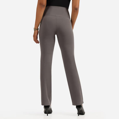 BlissClub Ultimate Sculpt Straight Pants -Tall Above 55, Ribbed Waistband, 2 Zippered Pockets, Feels Like Second Skin, Straight