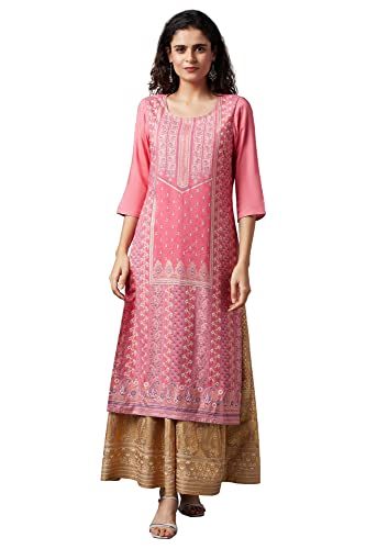 Aurelia Pink Festive Liva Kurta & Skirt Set