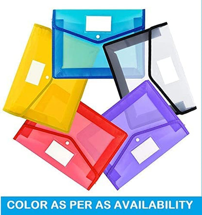 Fedus Document Holder Envelope Folder,File Storage Bag Withsnap Button Transparent Plastic File For Document File Holder/Documen