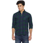 Campus Sutra Mens Green and Blue Checkered Button Up Shirt Regular Fit for Casual Wear | Structured Shirt Crafted with Regular