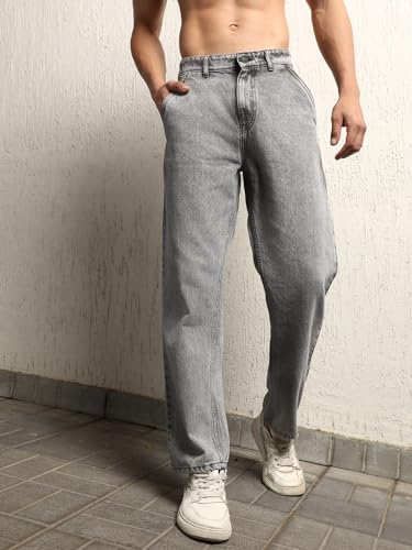 Hubberholme Men Summer Cotton Relaxed Fit Mid-Rise Jeans 2 Grey