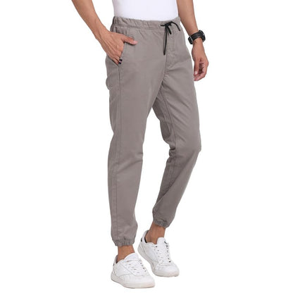 Turtle Men Cotton Stretch Grey Solid Jogger Fit Casual Trouser