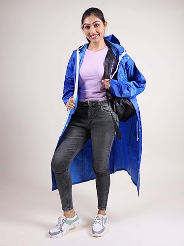 RUPA Rainsuit Women Waterproof PVC Raincoat with Hood & Carry Bag | Lightweight Rainwear for Women with Front Zip | Solid Color