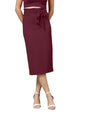 OOMPH! Lycra Pencil Skirt with Belt for Women Purple - msk116
