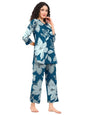 Pinkmint Pure Cotton Co Ord Set For Women L 3/4 Sleeve Printed Comfortable & Stylish Trendy Top & Bottom Matching Set Blue