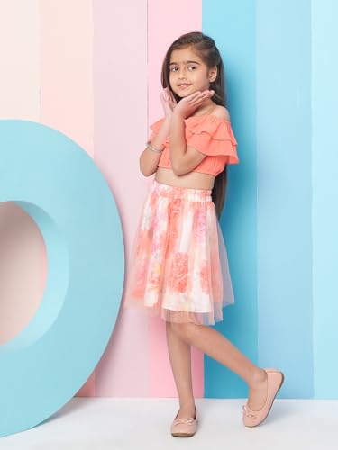 Pspeaches Pure Cotton Western Skirt Set Orange