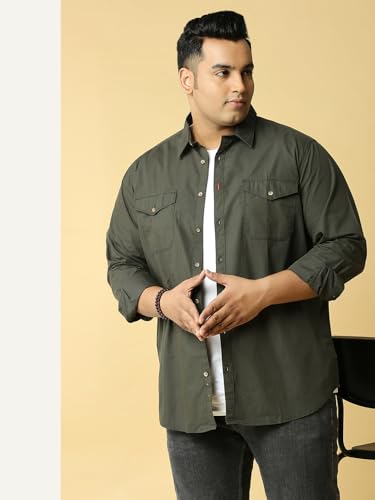 Thomas Scott Mens | Full Sleeve | Solid | Double Pockets | Regular Fit | Plus Size | 100% Cotton | Spread Collar | Casual | Shir