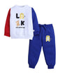 Bumzee Boys White & Blue Spun Fleece Full Sleeves Animal Print Regular Fit Sweatshirt & Jogger Set - 18-24 Months (Peb11093E-Wht