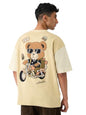 The Souled Store Ted The Stoner: Adventure Men and Boys Short Sleeves Round Neck Yellow Embroidered Cotton Oversized T-Shirts