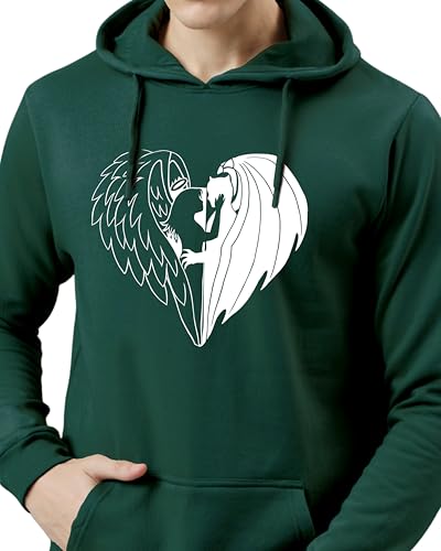 ADRO Men's Printed Hoodie, Cotton, Size 48, Green, Model H24-DEVI-GRN