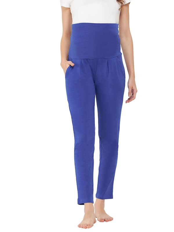 Clovia Womens Cotton Chic Basic Maternity Leggings (LB0195D08_Blue_3XL)