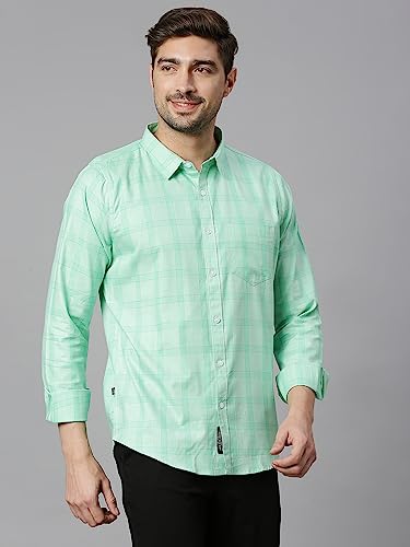 Thomas Scott Mens Solid Slim Fit 100% Cotton Casual Shirt with Spread Collar and Long Sleeve
