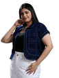 Style Quotient Women Dark Blue Open Front Plus Denim Shrug