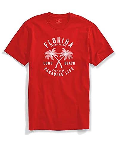 ADRO Florida Paradise Life Mens Printed T-Shirt (XL, Red)
