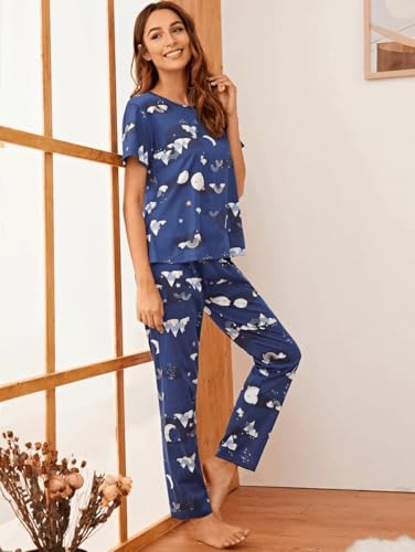 SHIENZY Womens Stylish Avacado Printed Night Suit || T-Shirt & Pyjama for Nightwear Set || Casual Lounge & Sleep Wear for Girls