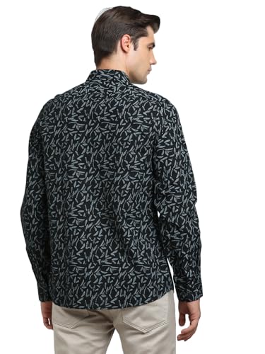Turtle Men Cotton Linen Slim Fit Black Casual Shirt