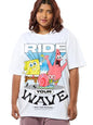 Bewakoof Official Spongebob Merchandise Womens Graphic Printed Oversized Fit Half Sleeve Round Neck Cotton Jersey Plus Size T-S