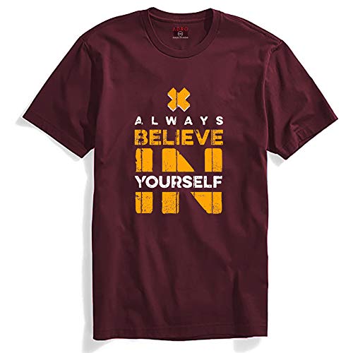 ADRO Believe in Yourself Printed T-Shirts for Men & Women (RNR-S35-BEL-BG_Maroon_XL)