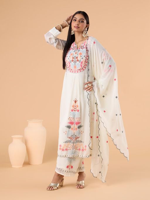 Fashion Basket WomenS Green Georgette Kurta Set With Dupatta