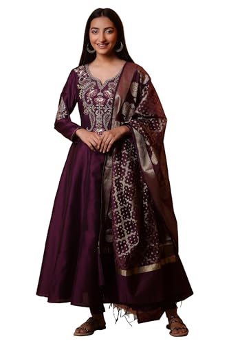 Aurelia Women's Solid Rayon Kurta Set with Tight & Dupatta
